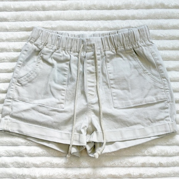 No Boundaries High Waist Elastic Waistband Cream Shorts Juniors XL 15 17 - Picture 1 of 6